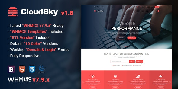 CloudSky v1.7 – WHMCS 多用途模板下载-网站模板-整站网站源码